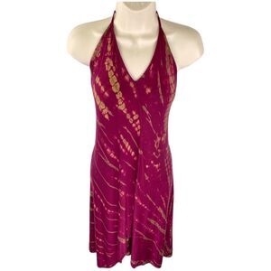 Ava Sky Fighting Eel magenta pink tie dye halter beach dress size small